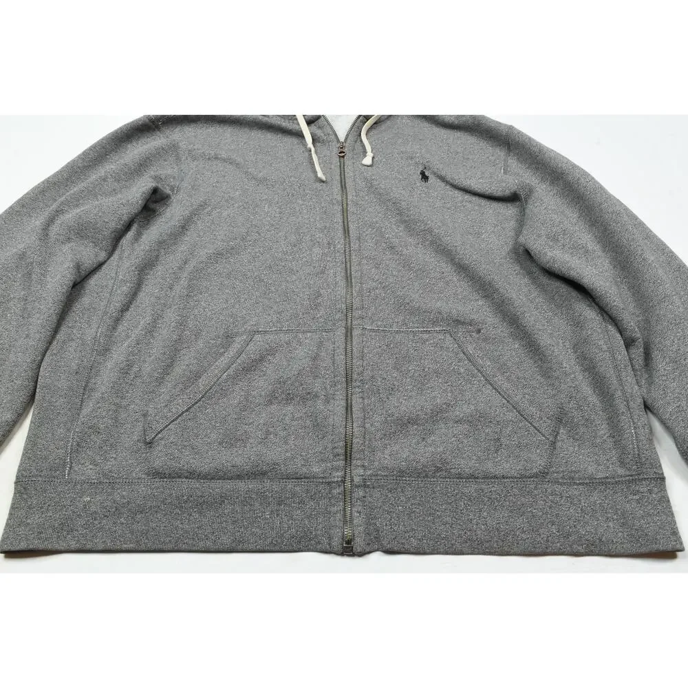 Polo Ralph Lauren Hoodie Mens 2XL Gray Heather Long Sleeve Full-Zip